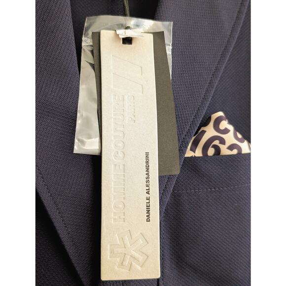 NWT Daniele Alessandrini Italian Navy Blue Textured Blazer IT 46 US 36 Jacket - Picture 4 of 7